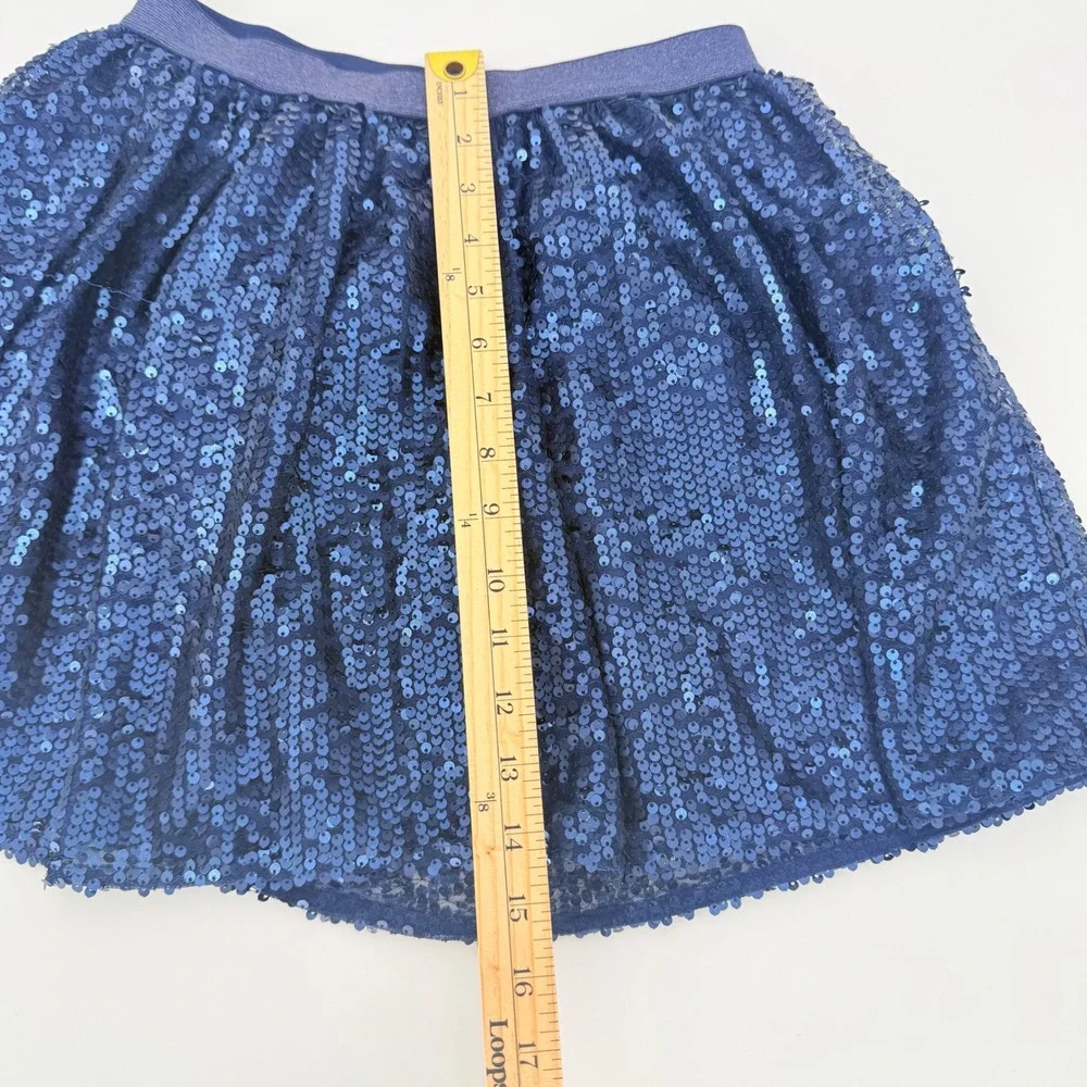 Cat & Jack Girls Navy Blue‎ Sequin Tule Skirt Size L 10/12 Sparkly Party Mini